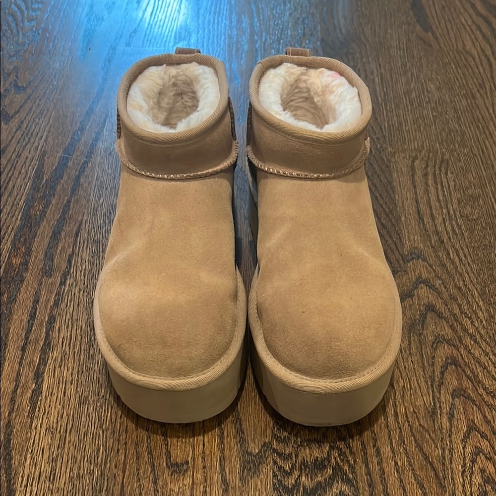 UGG Tan Ankle Boots with Cream Lining